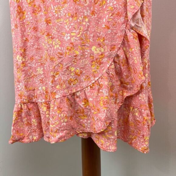 Part Two 2 Women’s 40 US Medium Pink Floral Short Sleeve Wrap Midi Dress Summer - Picture 8 of 14